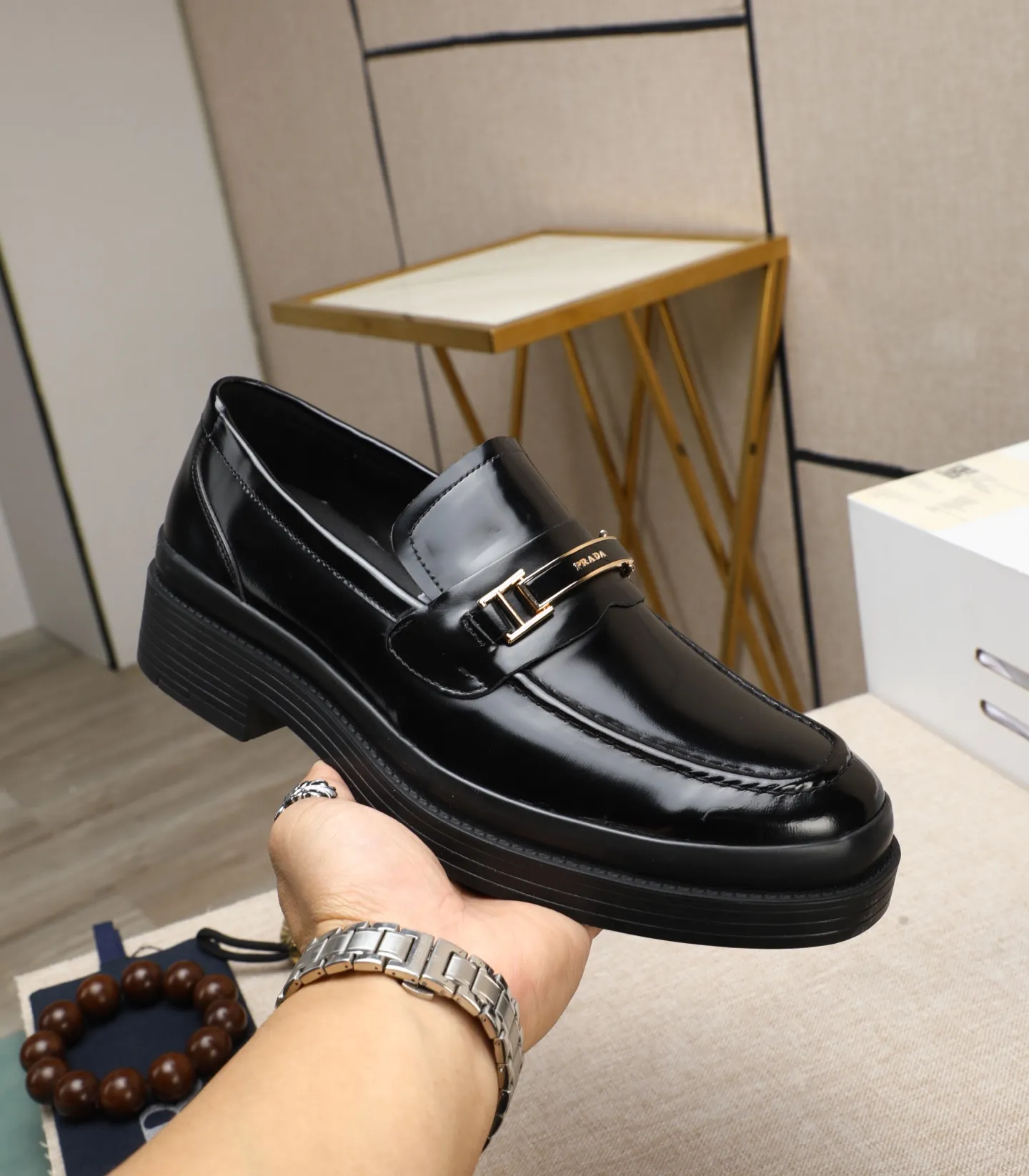 Men's men's shoes 💰540 (water-dyed cow leather) 📛📛PRADA high-end counter's latest formal business leather shoes 👔original and highest quality! Imported from Italy 🇮🇹 first-layer calfskin fabric ➕ cowhide lining Original outsole Formal size: 38➖44 (45 customized)